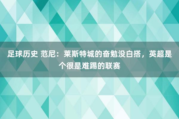 足球历史 范尼：莱斯特城的奋勉没白搭，英超是个很是难踢的联赛